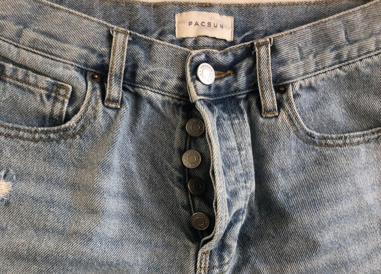 PacSun Shorts Womens 24 Vintage High Rise Cut-Off Blue Jean Distressed Denim