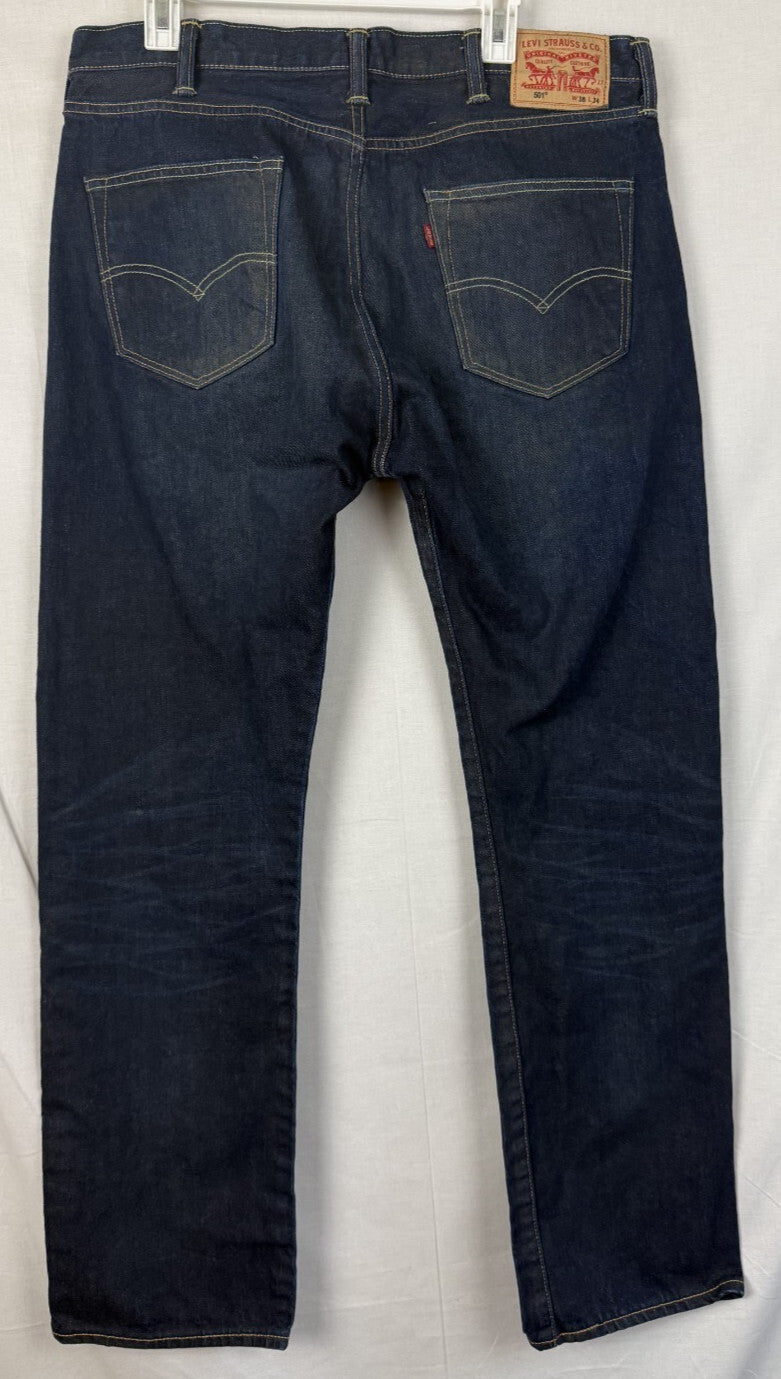 Levis 501 Jeans 38x34 Blue Regular Straight Dark Dirtwash Red Tab Denim