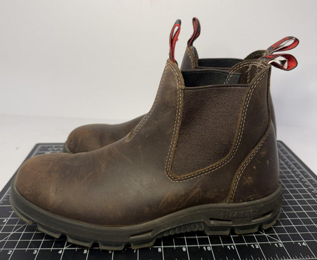 Redback Mens US 10.5 Bobcat UBBK Elastic Brown Leather Soft Toe Work Boots