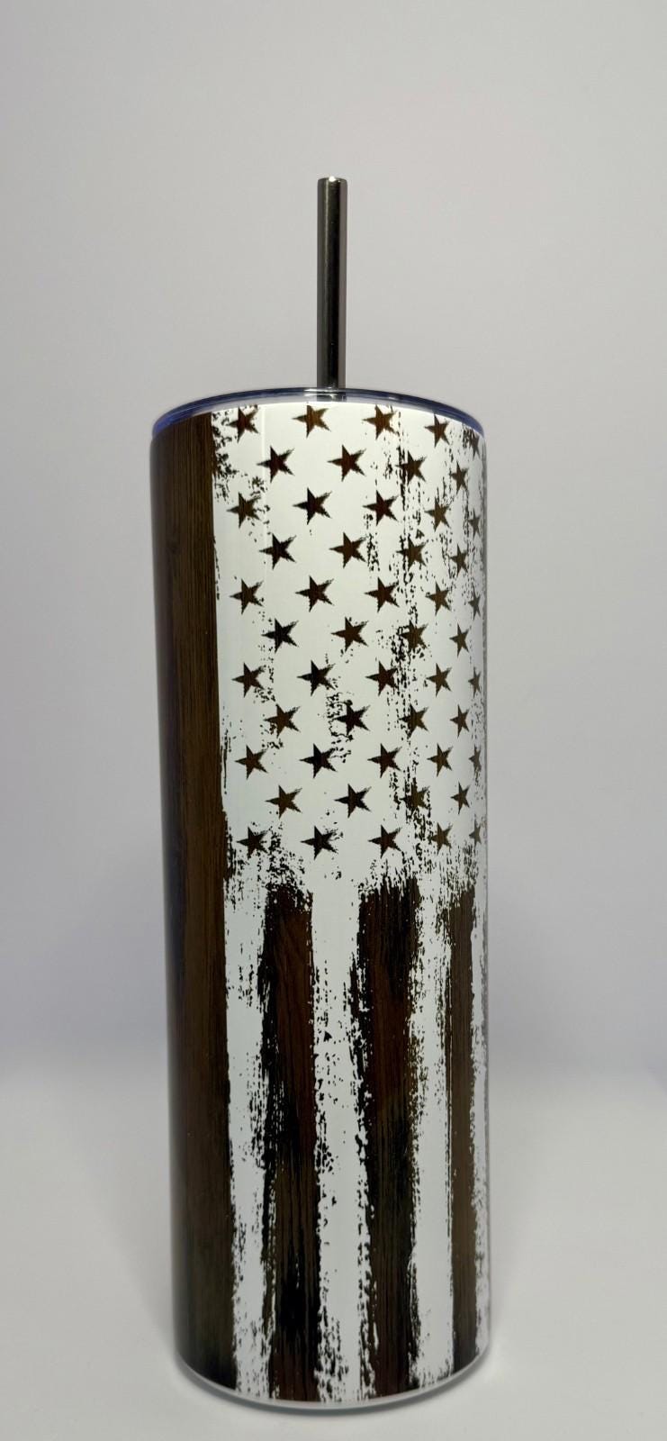 20 oz Corrections Woodgrain Stainless Steel Tumbler with Lid, Straw