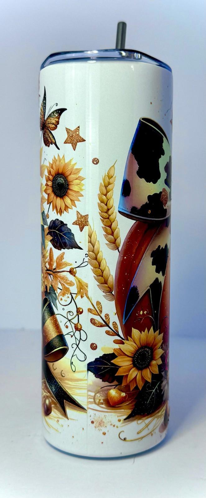 20 oz Pumpkin Patch Stainless Steel Tumbler with Lid, Straw Autumn