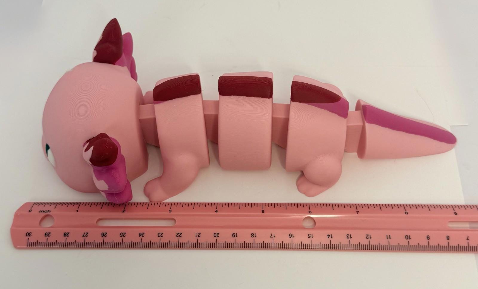 Large 3D Printed Articulated Axolotl – Flexible Toy Figurine - 9 Inch