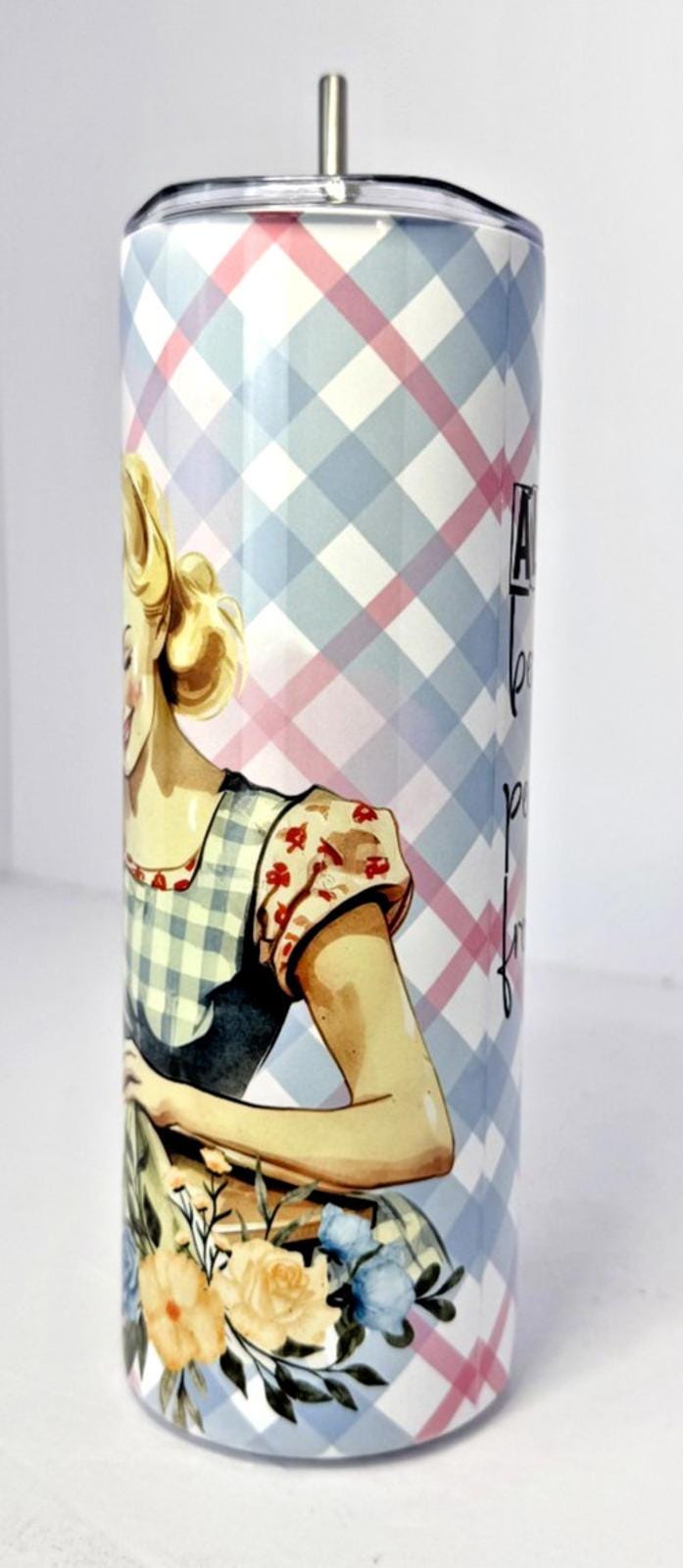 20 oz Retro Sewing Stainless Steel Tumbler with Lid, Straw