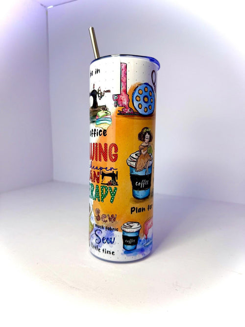 20 oz Funny Sewing Stainless Steel Tumbler with Lid, Straw