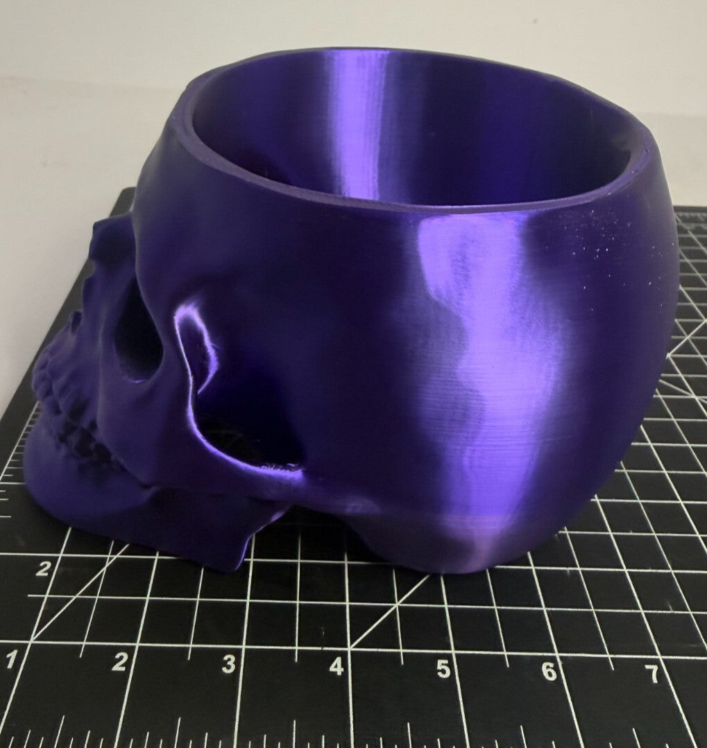 3D Printed Skull-Shaped Bowl - PLA - Purple