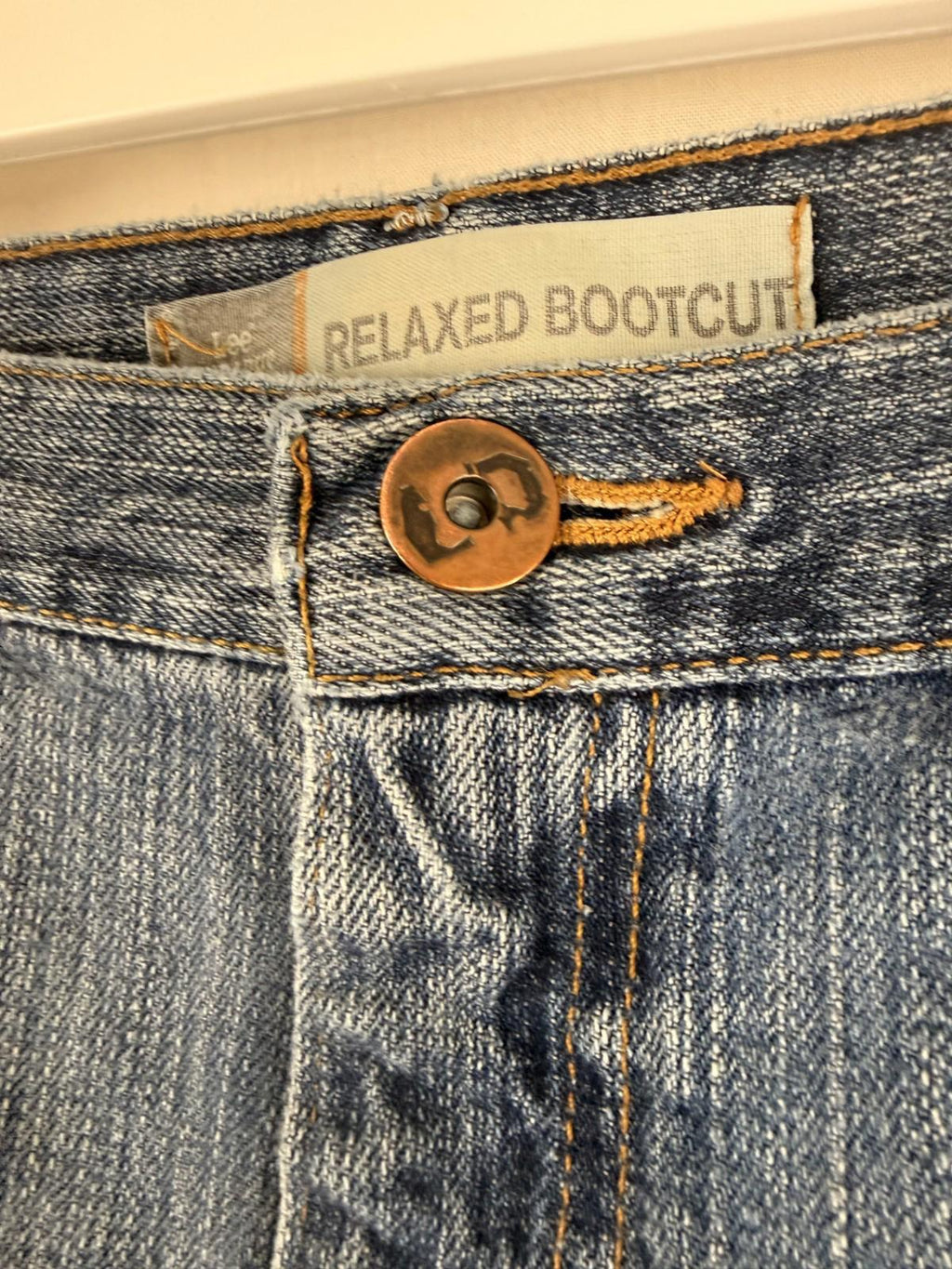 Vtg Lee Dungarees 36x34 Loose Straight Blue Jeans Faded Wash Broken In