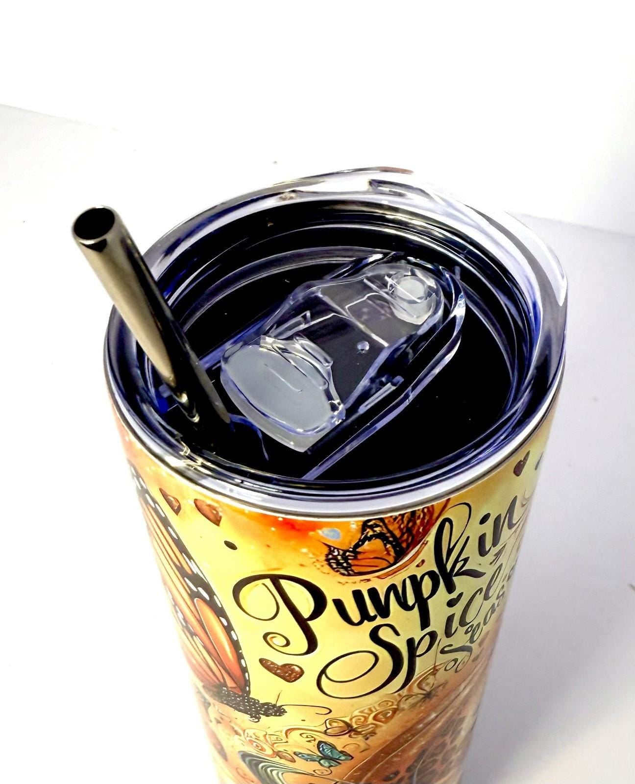 20 oz Pumpkin Spice Season Stainless Steel Tumbler with Lid, Straw