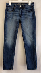 Womens American Eagle Outfitters Size 8 Regular Stretch Skinny Jeans Dark Wash
