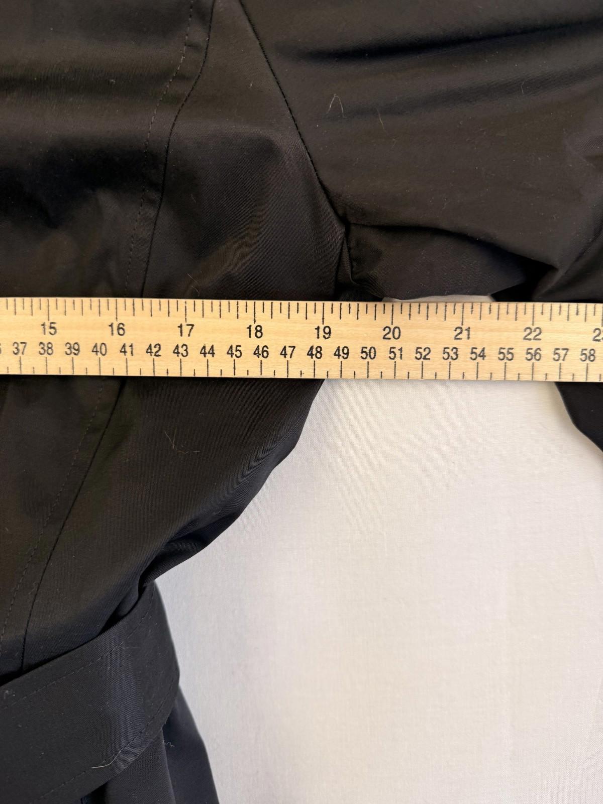 Calvin Klein Women Jacket Sz M Trench Coat Black Slash Pocket Removable Hooded
