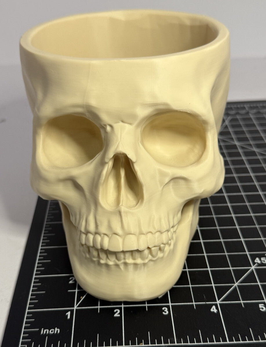 3D Printed Skull-Shaped Bowl - PLA - Bone Color
