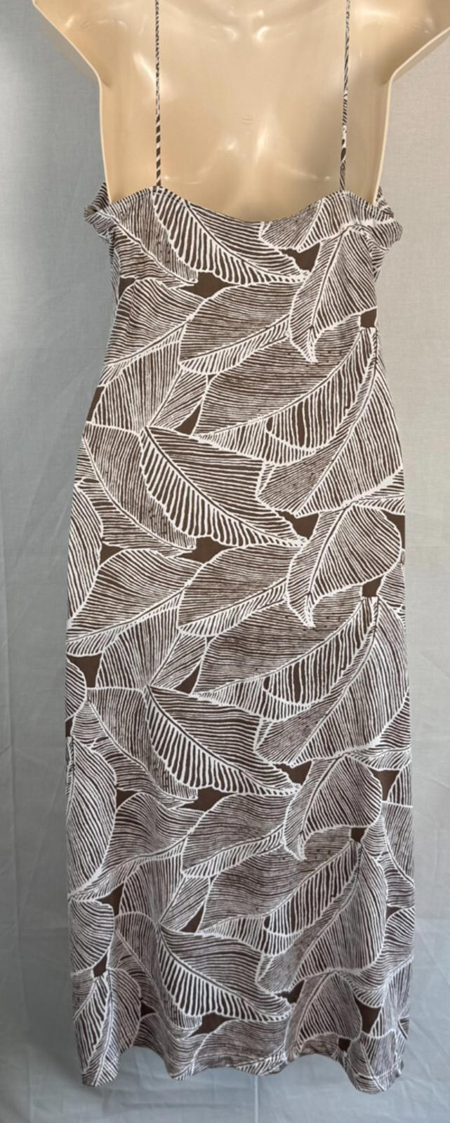 Windsor Dress Womens Size Large Tropical White/Brown Palm Leaves