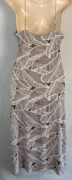 Windsor Dress Womens Size Large Tropical White/Brown Palm Leaves