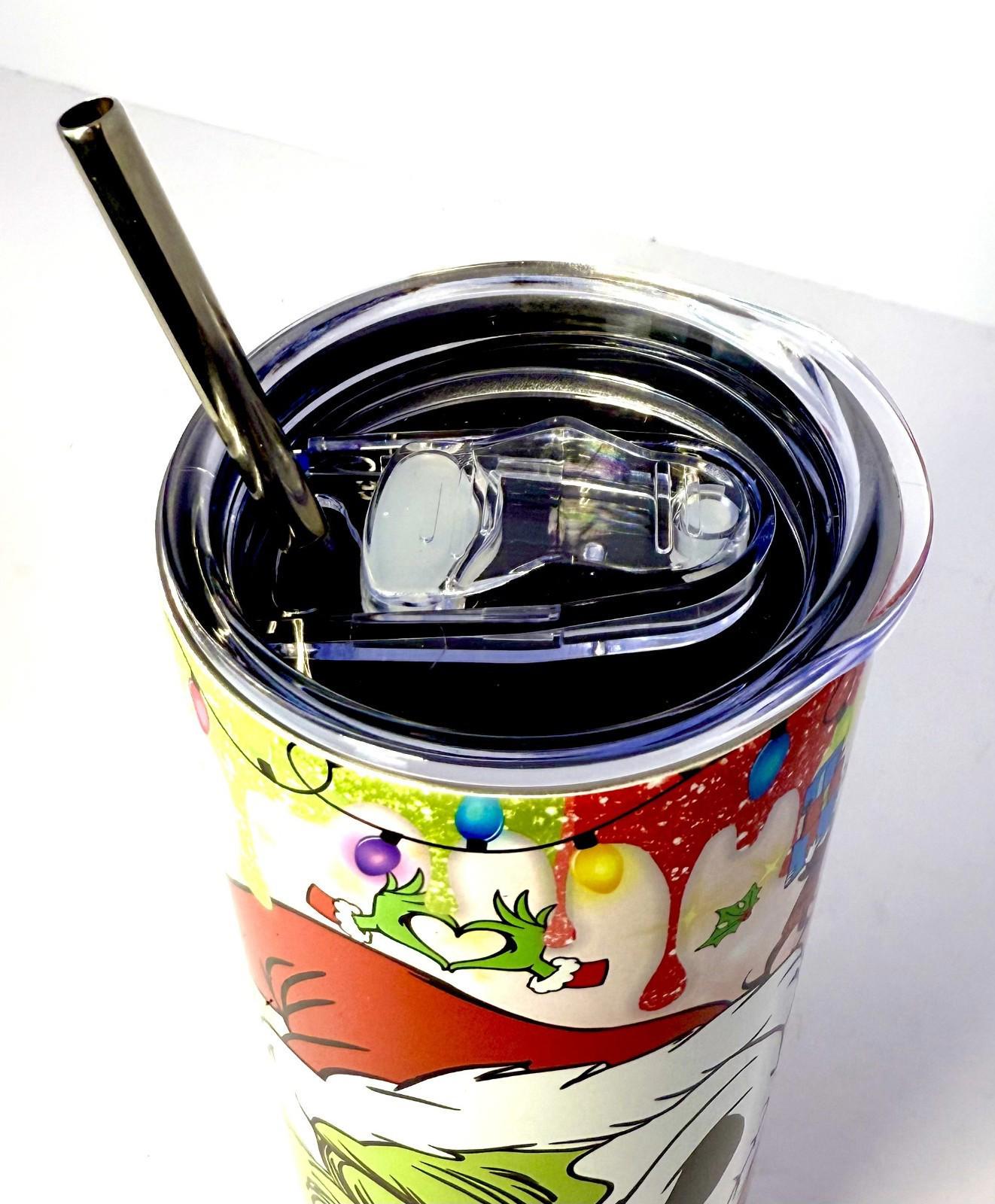 20 oz Nightmare Grinch Stainless Steel Tumbler with Lid, Straw