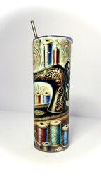 20 oz Sewing Stainless Steel Tumbler with Lid, Straw