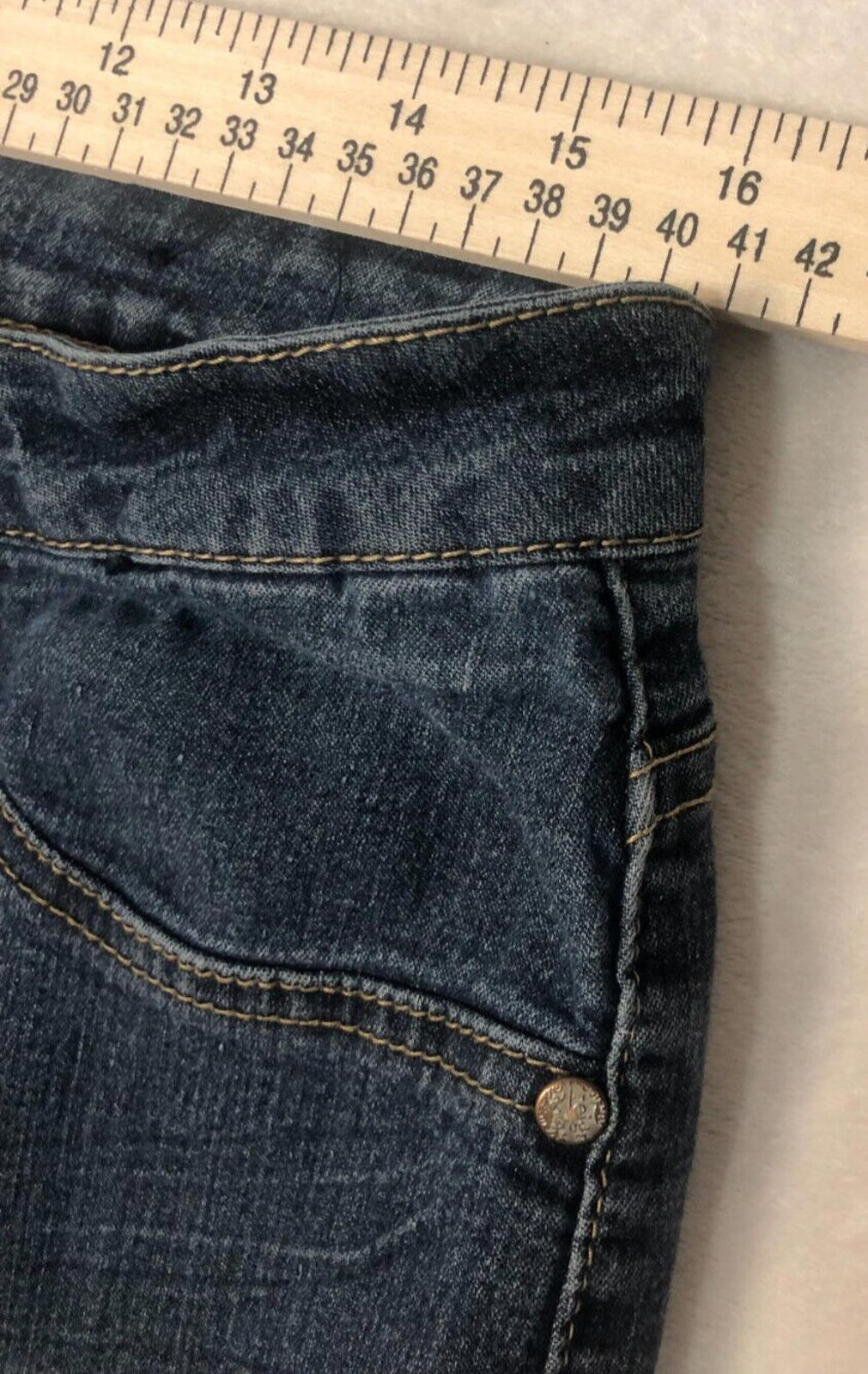 Reign Jeans Womens 14 Blue Skinny Leg Slim Fit Mid  Dark Wash Stretch
