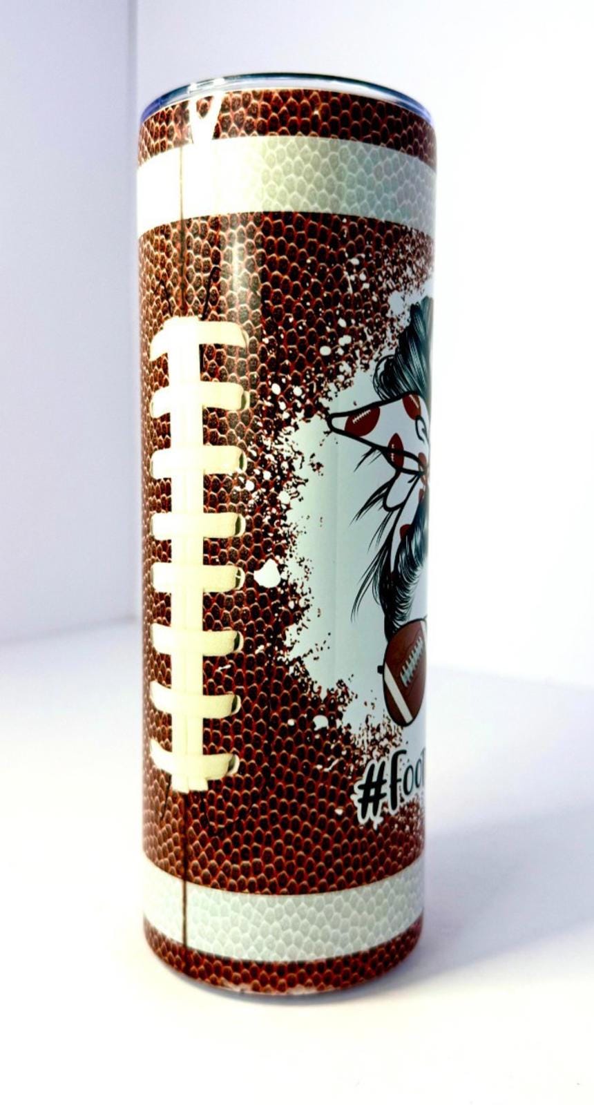 20 oz Football Mom Stainless Steel Tumbler with Lid, Straw