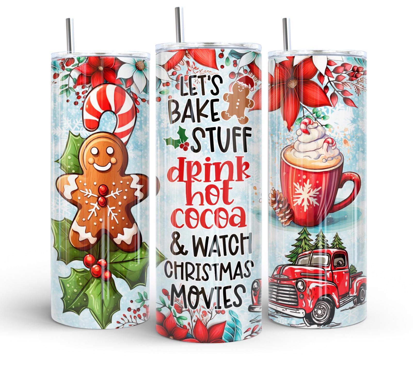 20 oz Christmas Time Stainless Steel Tumbler with Lid, Straw