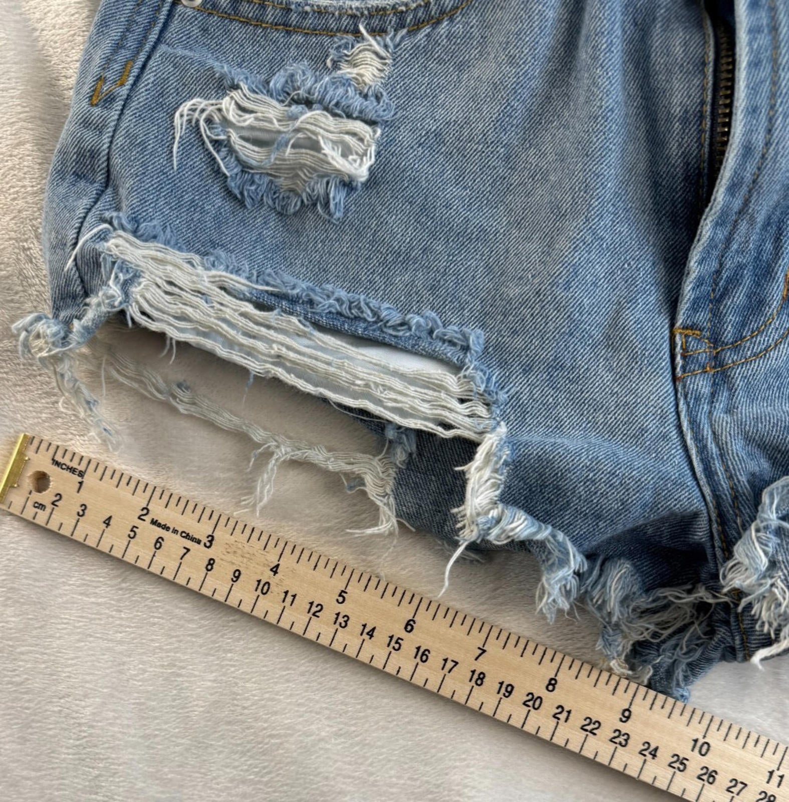Shein Womens Size 26 Distressed Denim Jean Shorts Mid Rise