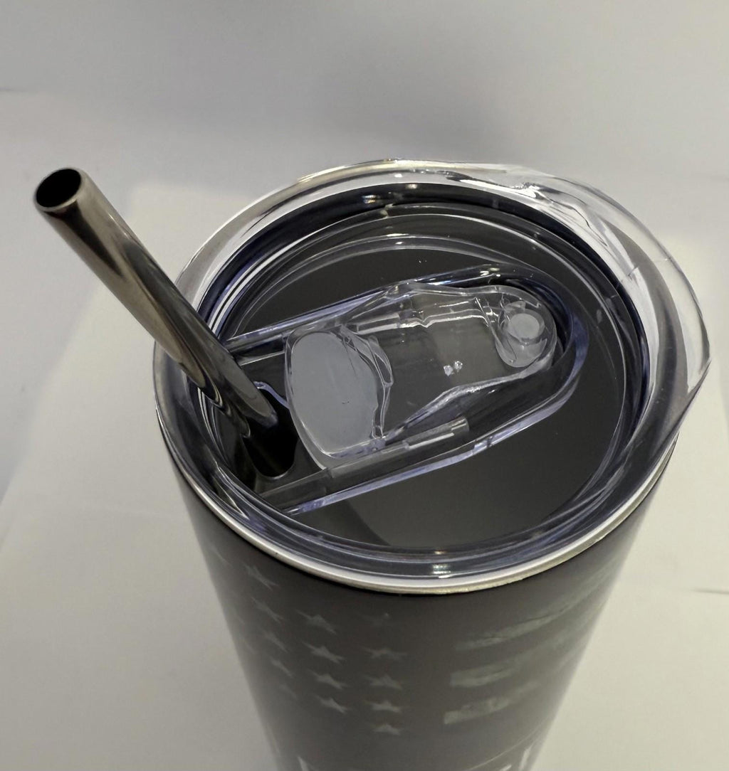 20 oz Police Stainless Steel Tumbler with Lid, Straw