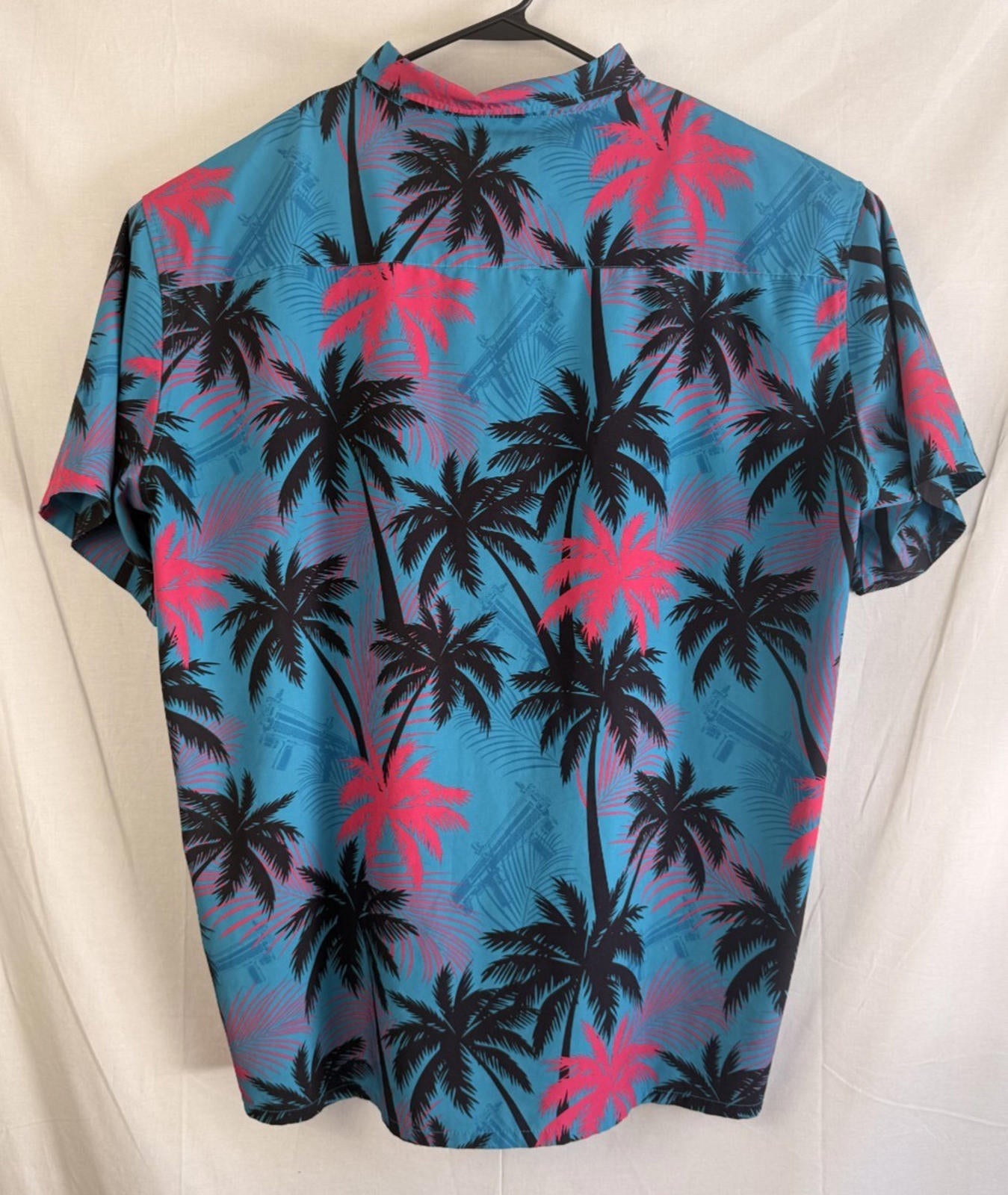 Retro Rifle Men’s 3xl Button Up Shirt High Crown Palm Tree Vice City GTA Style