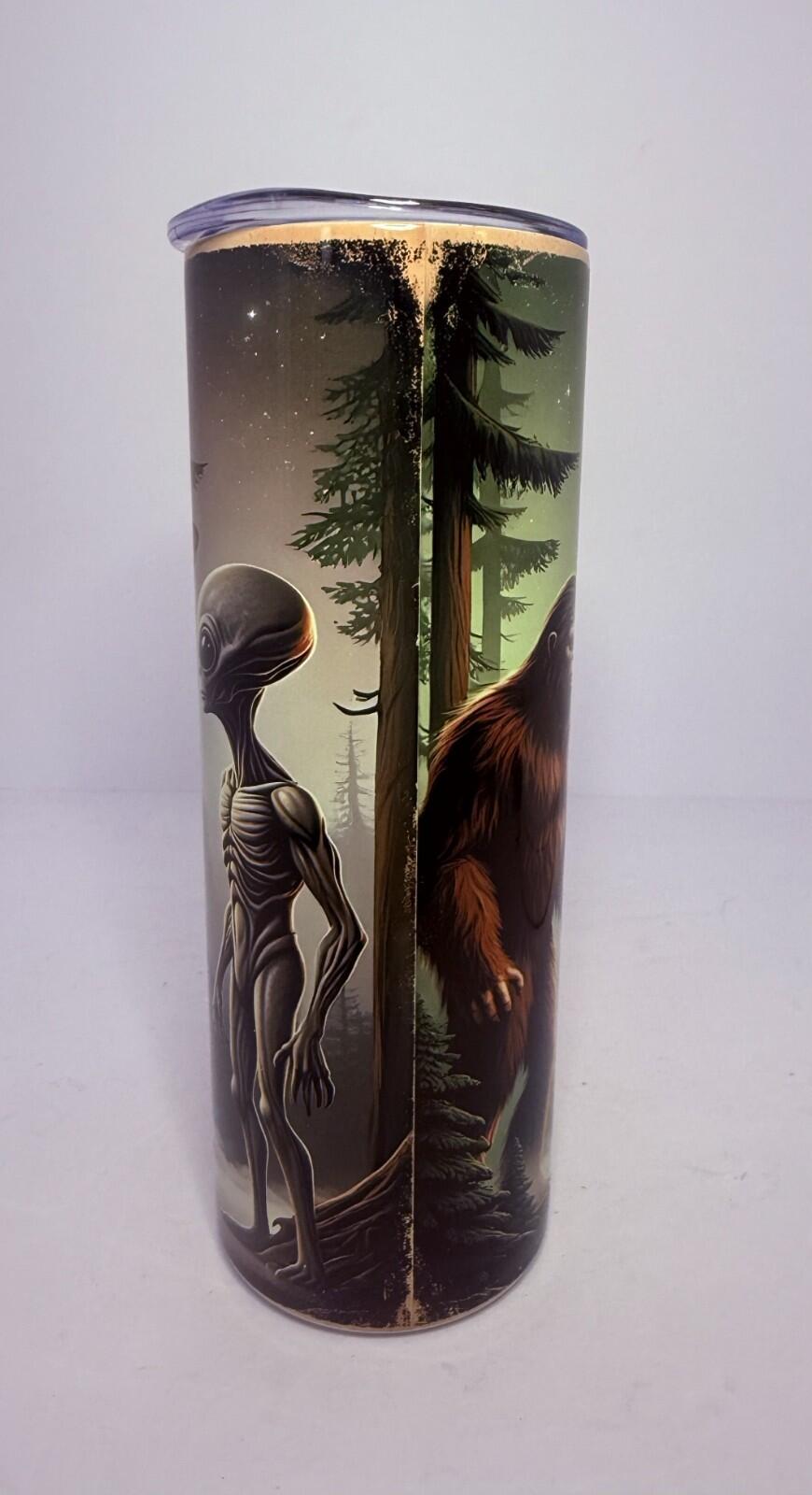 20 oz Believe in the Unknown Stainless Steel Tumbler with Lid, Straw Cryptid