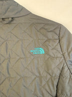 The North Face Women's Gray Quilted Full Zip Jacket M/M Teal Accents