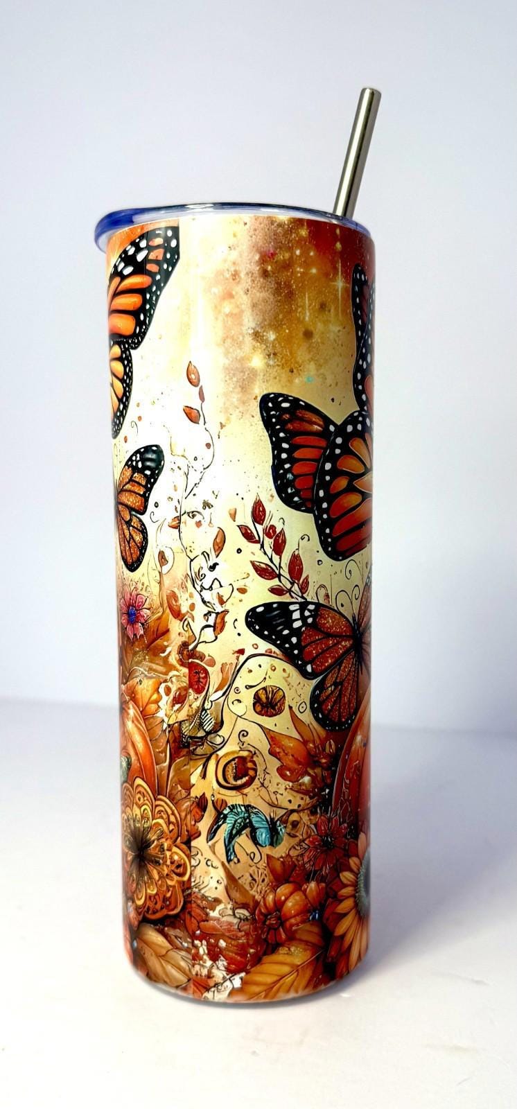 20 oz Pumpkin Spice Season Stainless Steel Tumbler with Lid, Straw