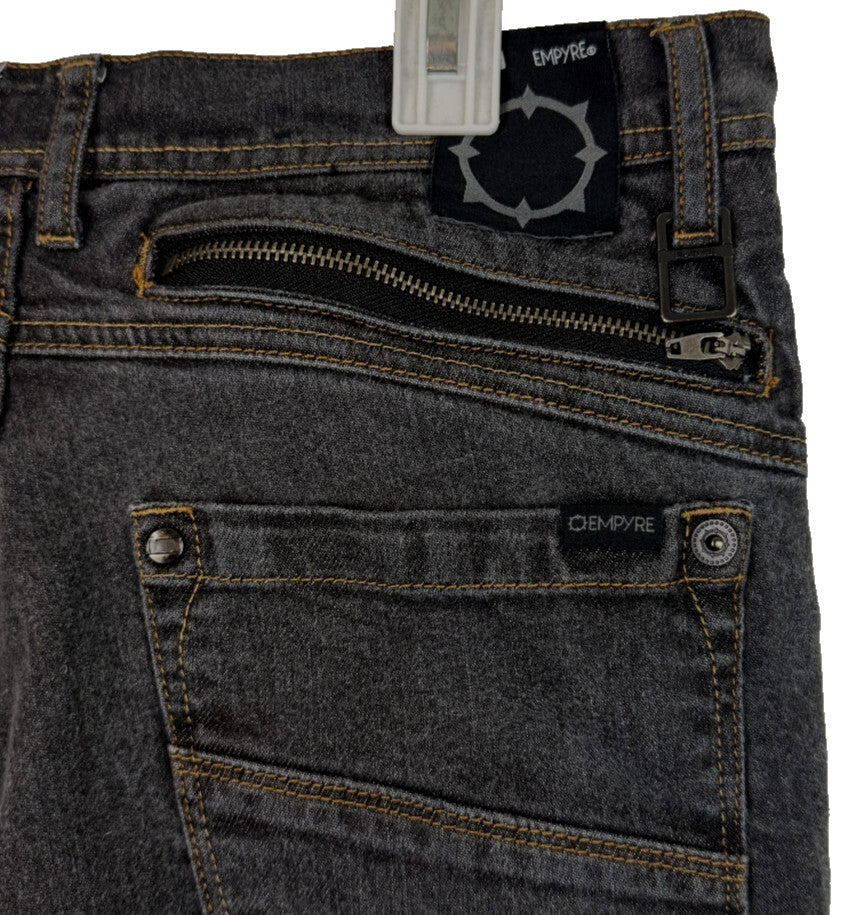 Empyre Jeans PunkRockPaul Black Mens Sz 32 Super Slim Denim Pant Zipper Pockets