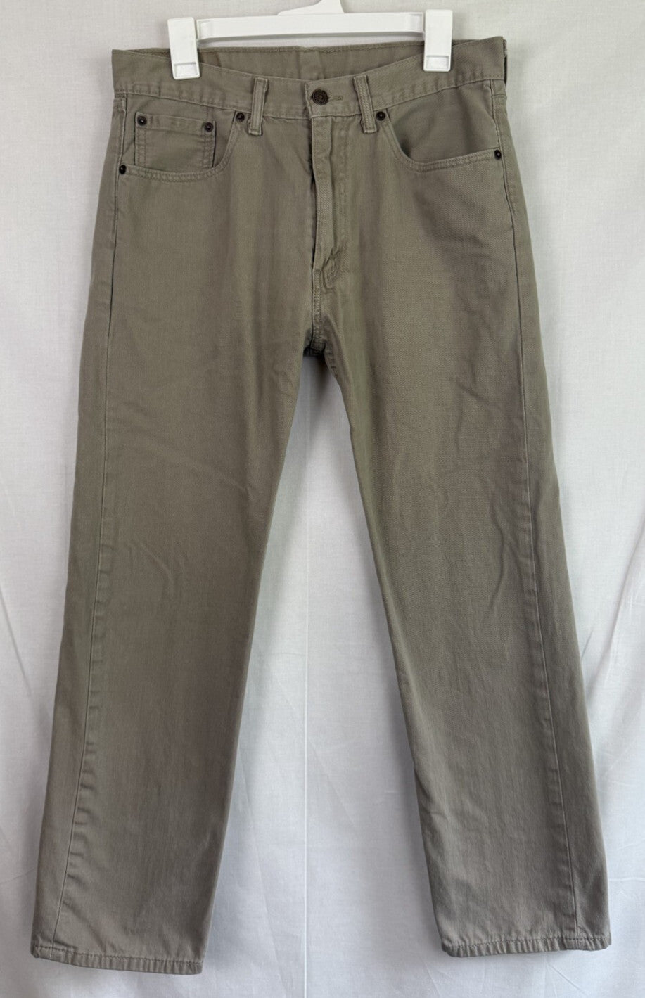 Levis 505 Mens 33 x 30 Jeans Regular Fit Straight Leg Tan White Tab