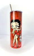 20 oz Betty Boop Hearts Stainless Steel Tumbler with Lid, Straw