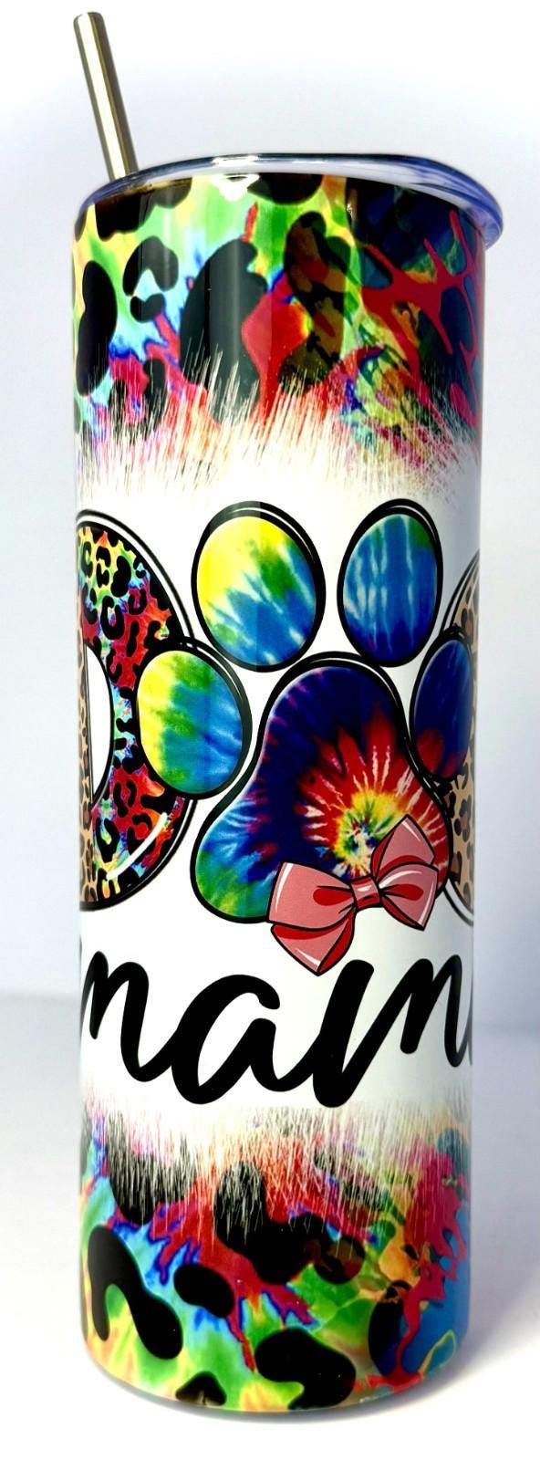 20 oz Dog Mama Stainless Steel Tumbler with Lid, Straw