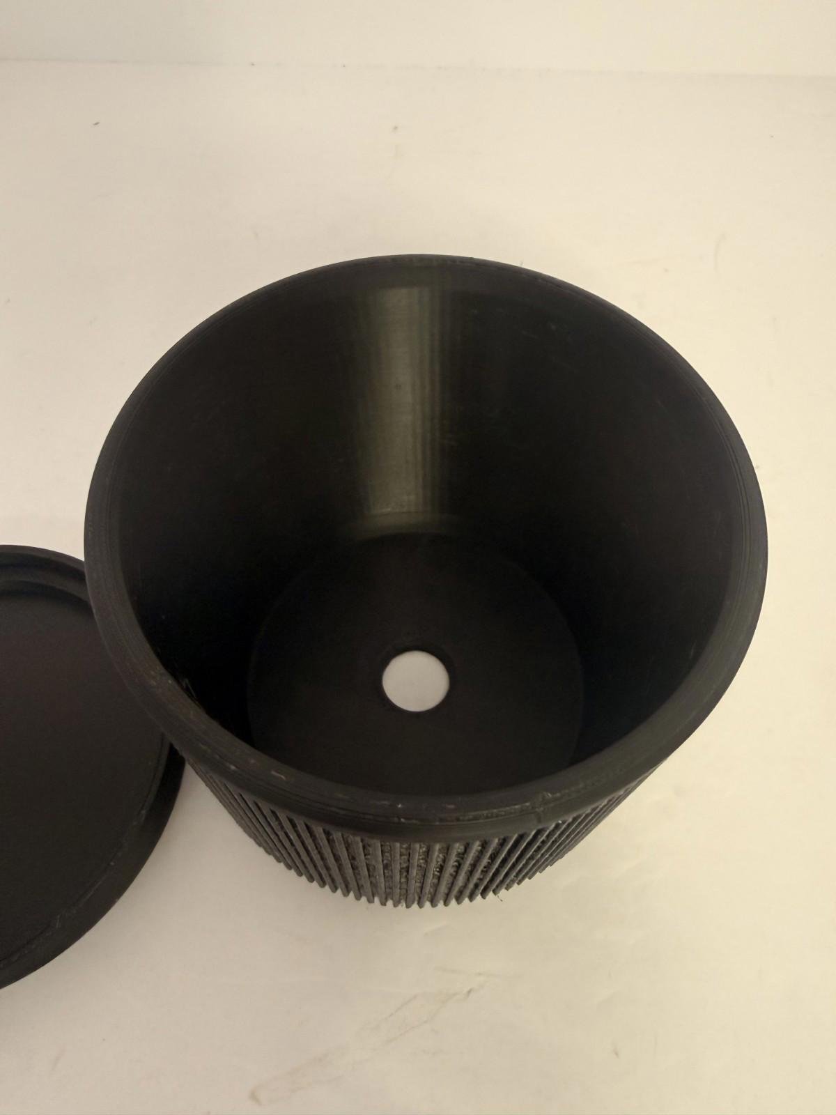 3D Printed Modern Planter - 4 Inch - Indoor - Black with removable bottom