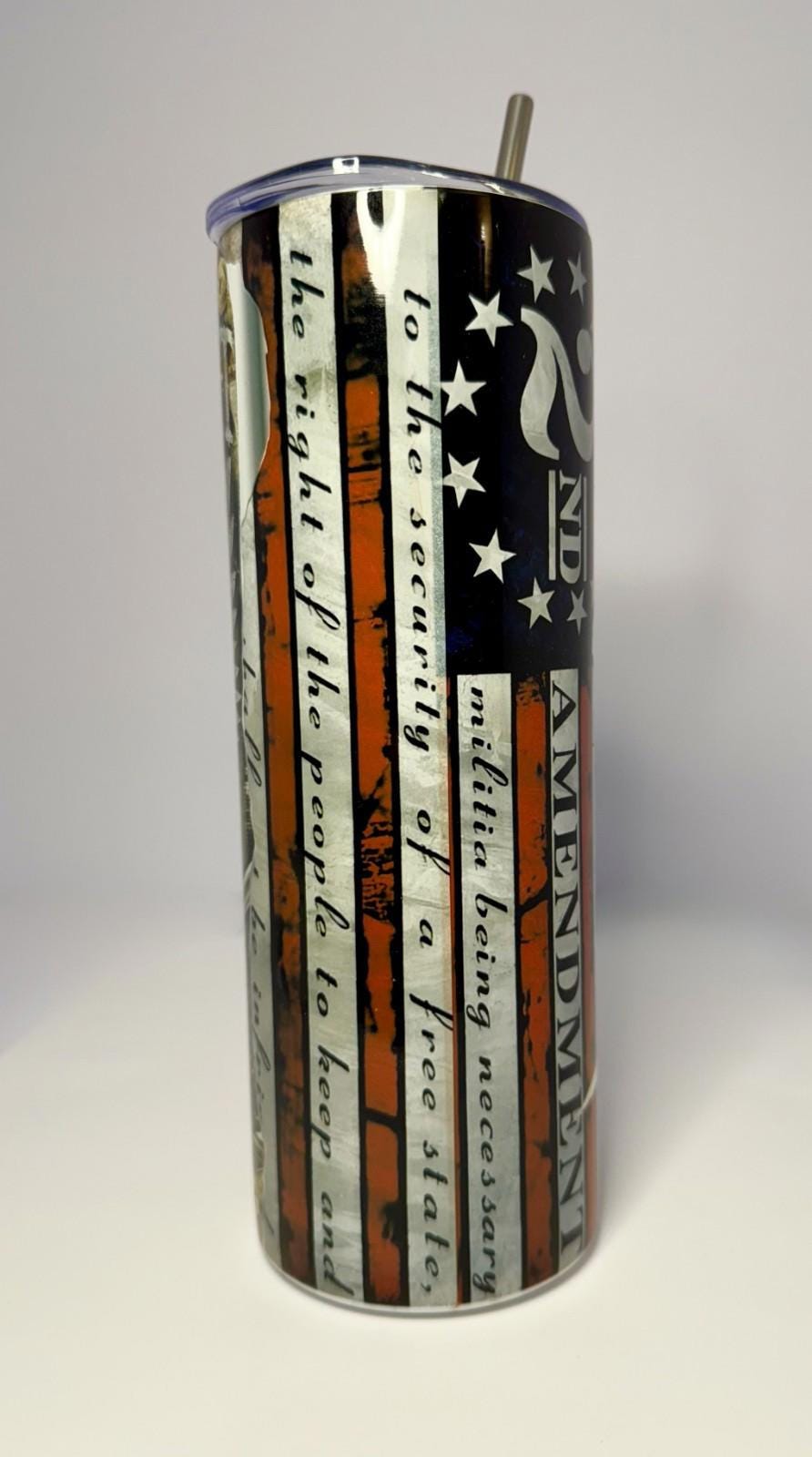 20 oz Second Amendment Stainless Steel Tumbler with Lid, Straw