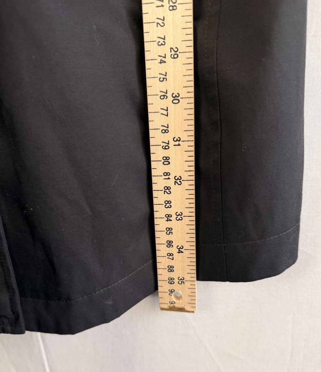 Calvin Klein Women Jacket Sz M Trench Coat Black Slash Pocket Removable Hooded
