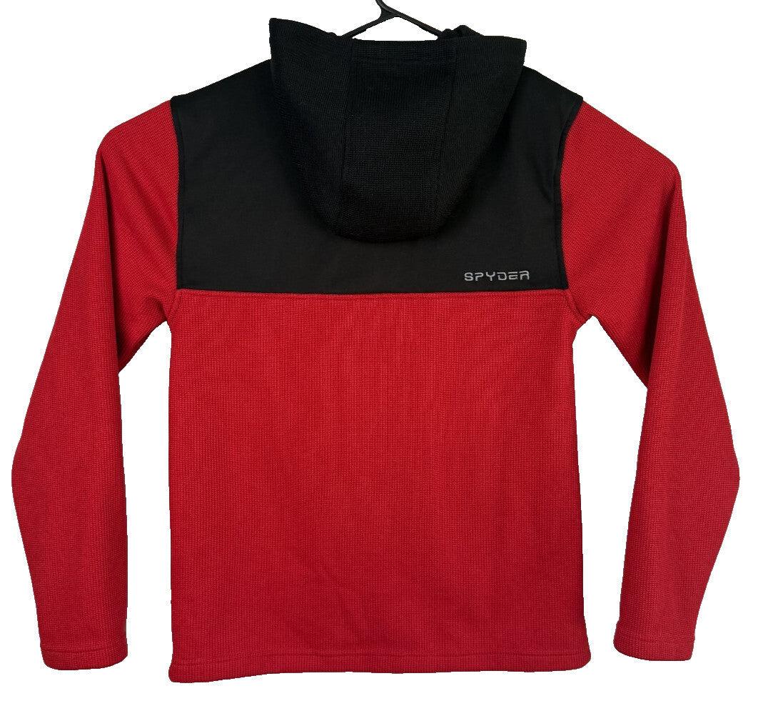 Spyder Hoodie Mens Sz S Red Black 1/4 Zip Pullover Fleece Spider Logo