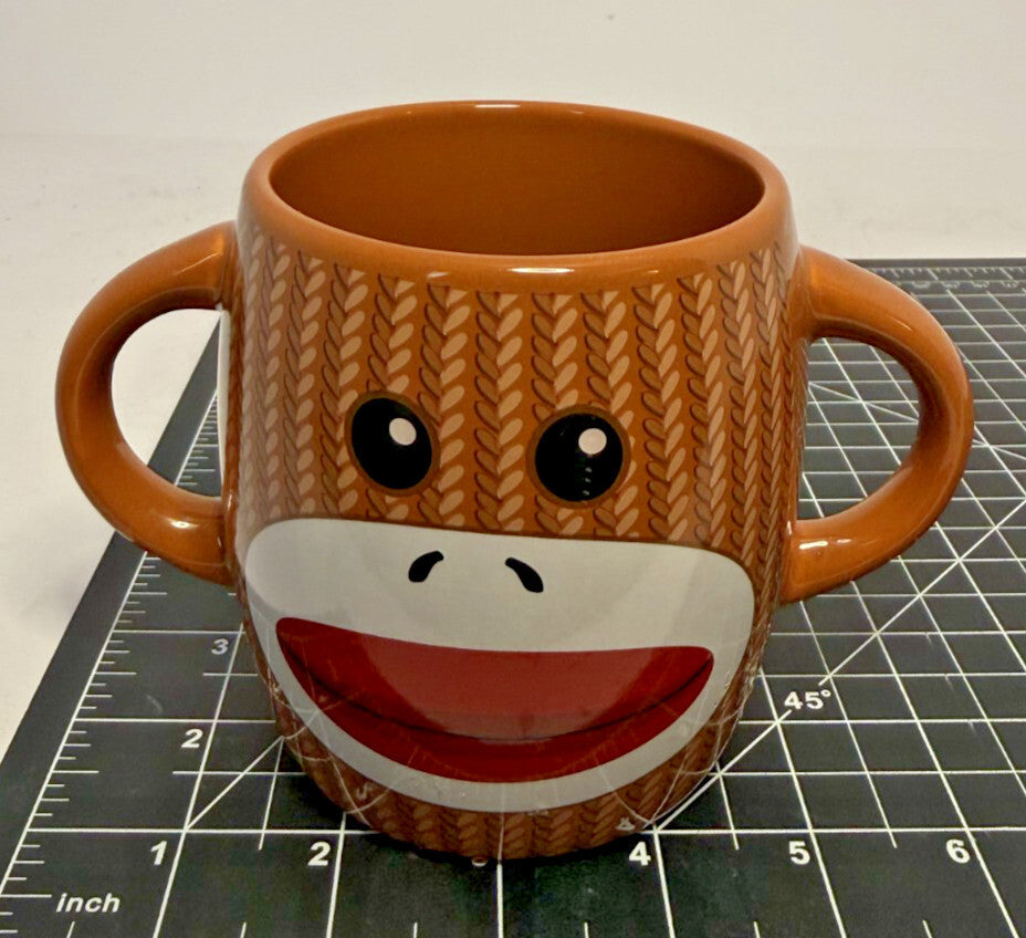 Galerie Sock Monkey 12 oz Ceramic Coffee Or Cocoa Mug With 2 Handles