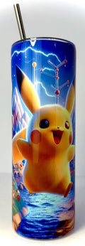 20 oz Pikachu Stainless Steel Tumbler with Lid, Straw ~ Pokemon