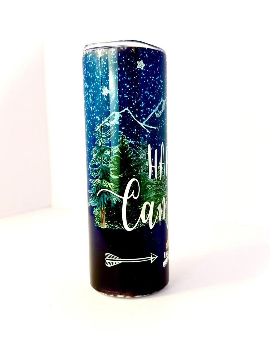 20 oz Happy Camper Stainless Steel Tumbler with Lid, Straw