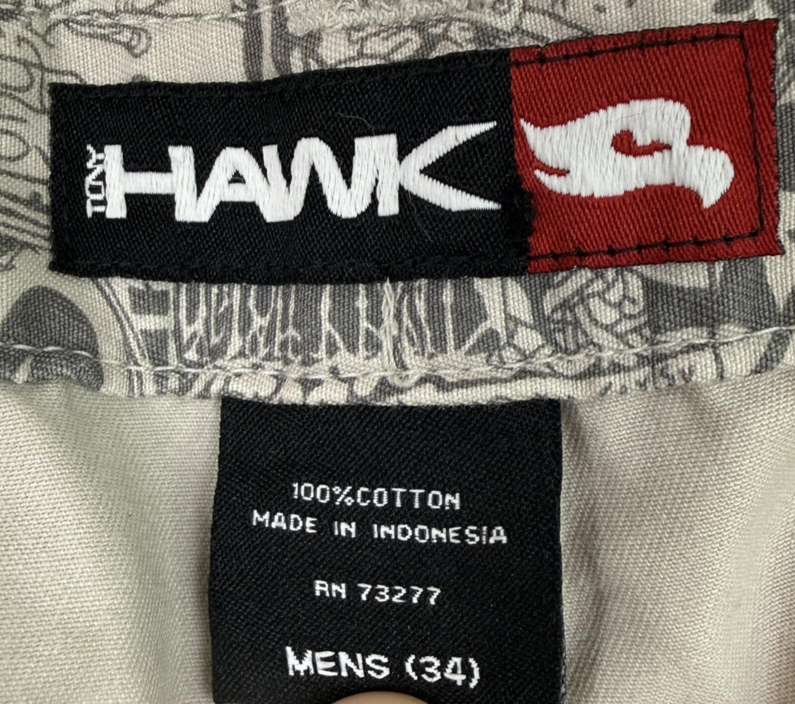 Tony Hawk Mens Size 34 Cargo Shorts Khaki Beige Cotton Skateboarding Utility