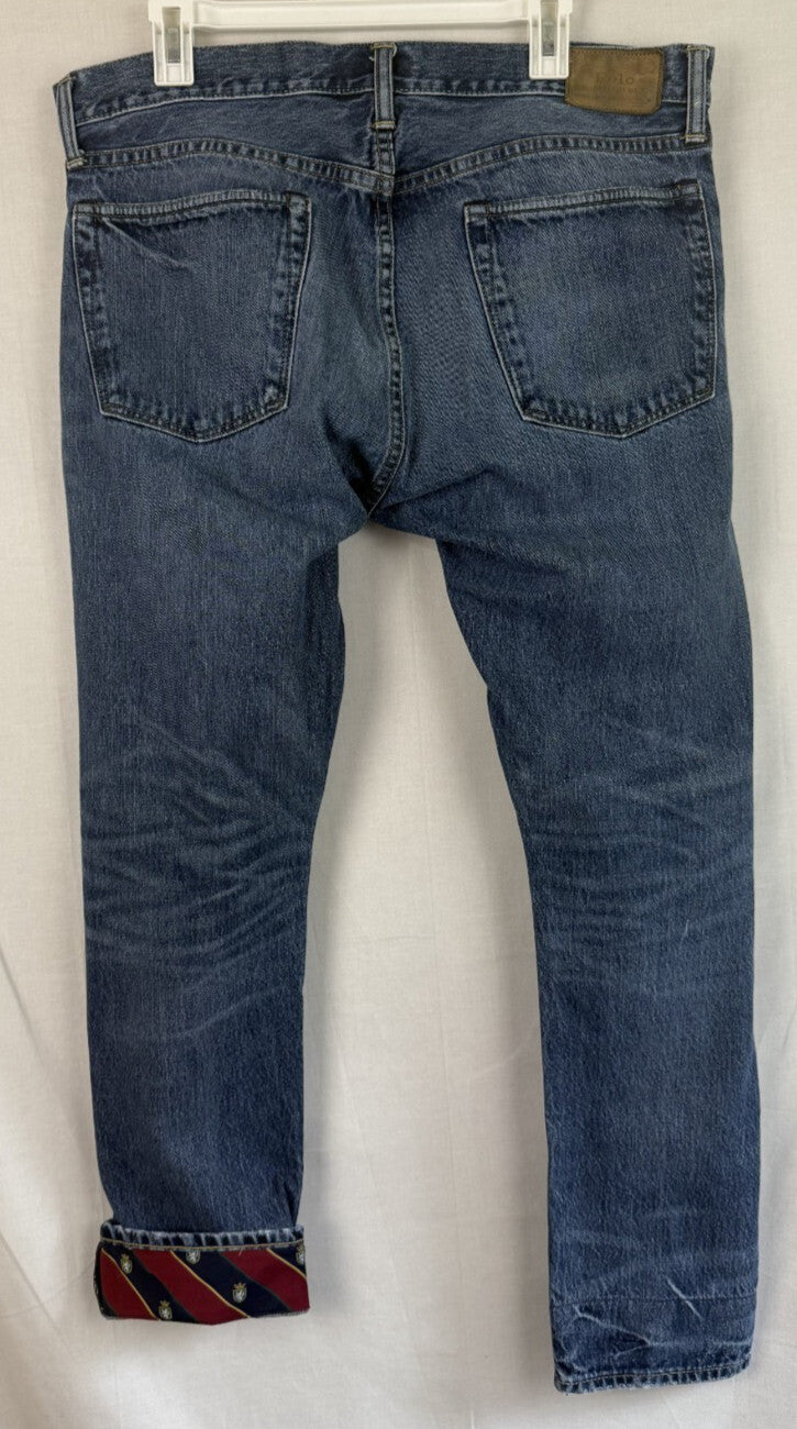 RARE Ralph Lauren Mens Sz 36 Jeans The Sullivan Slim Crop Crest Hem Button Fly