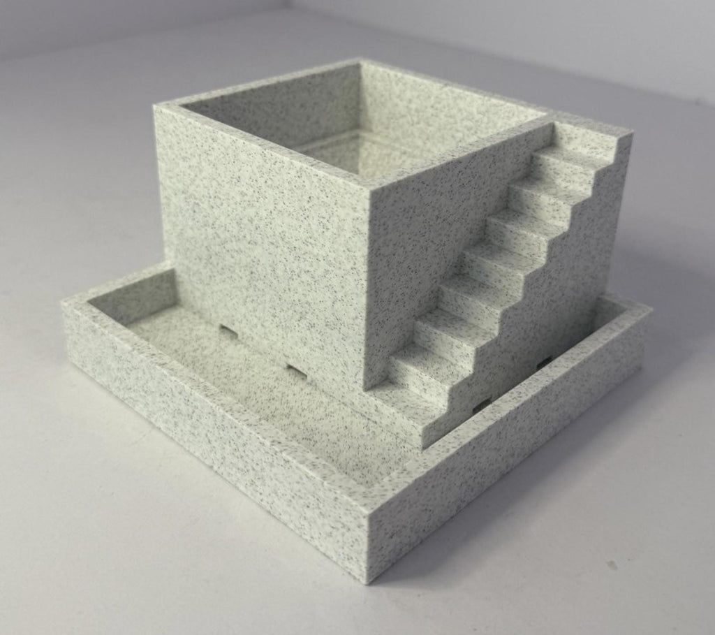 Self Watering Planter with Stairs Stone Look 3D Printed PLA