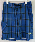 Hurley Phantom Board Shorts Mens Large Blue Plaid Swim Trunks Cargo