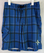 Hurley Phantom Board Shorts Mens Large Blue Plaid Swim Trunks Cargo