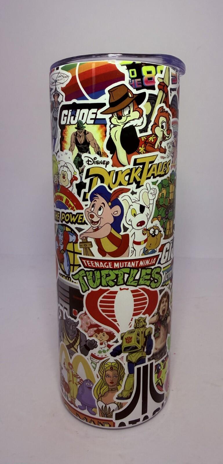 20 oz I Love the 80's  Stainless Steel Tumbler with Lid, Straw