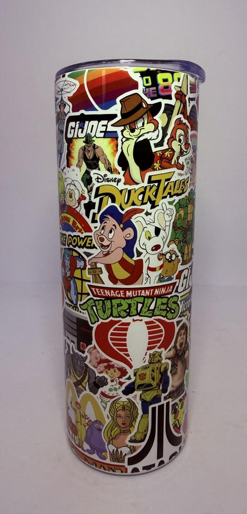 20 oz I Love the 80's  Stainless Steel Tumbler with Lid, Straw