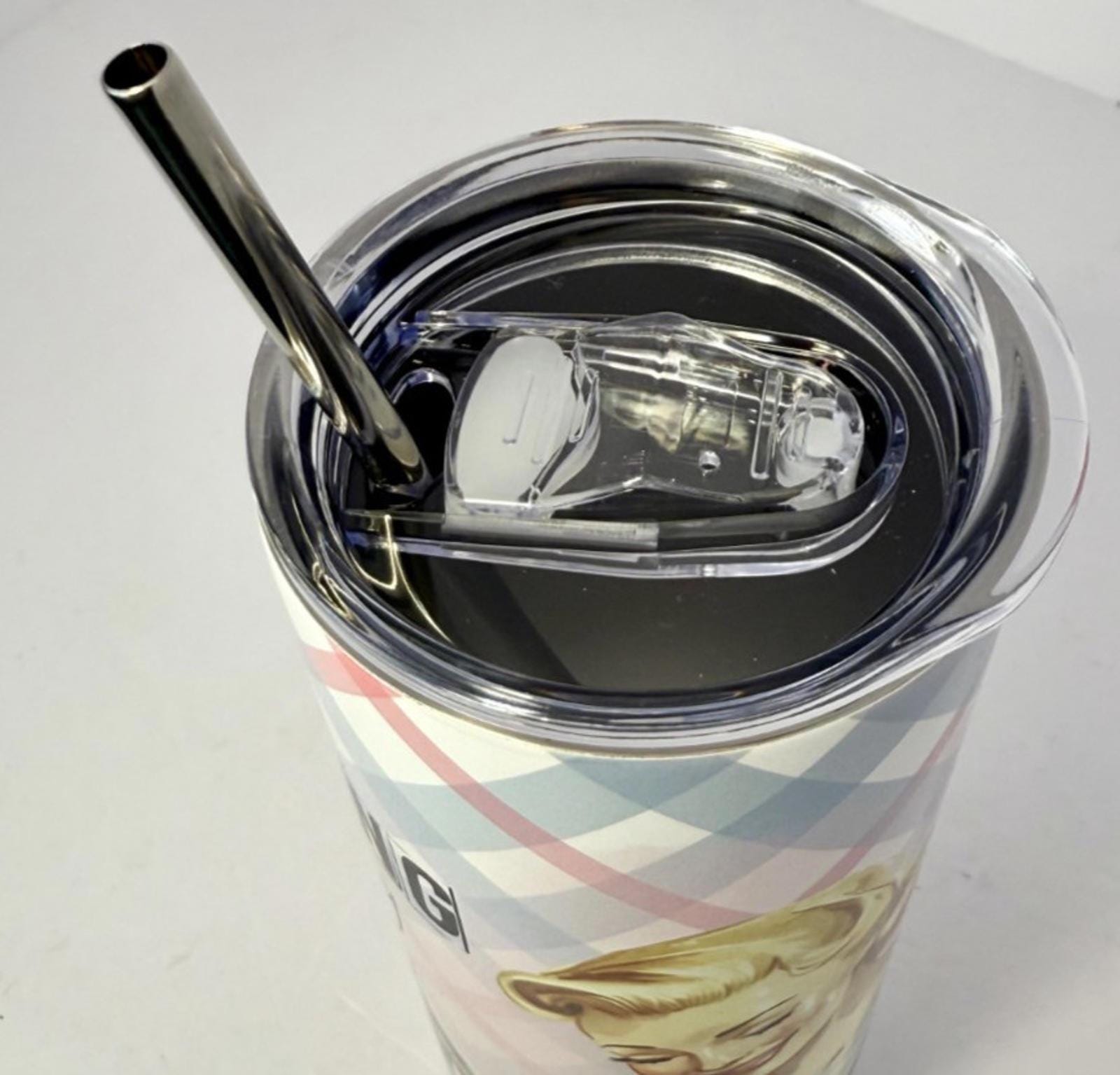 20 oz Retro Sewing Stainless Steel Tumbler with Lid, Straw