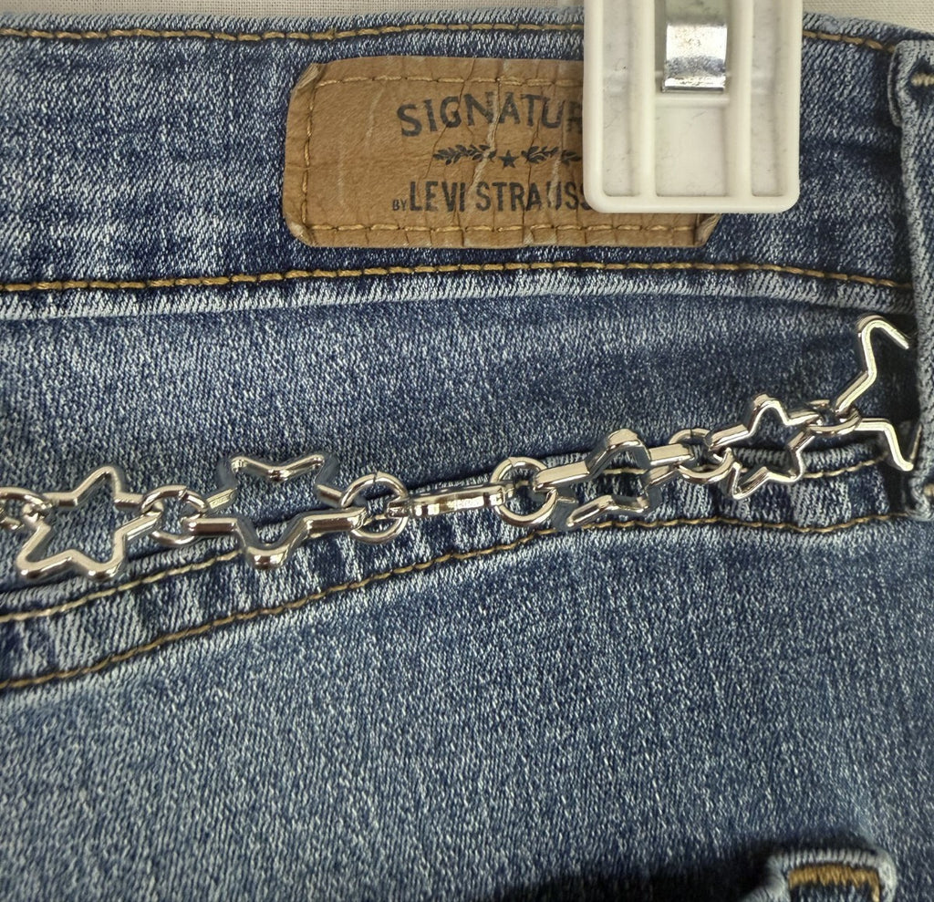 Signature by Levi Strauss Boot Cut Jeans Womens 12S Blue Low Rise Star Belt