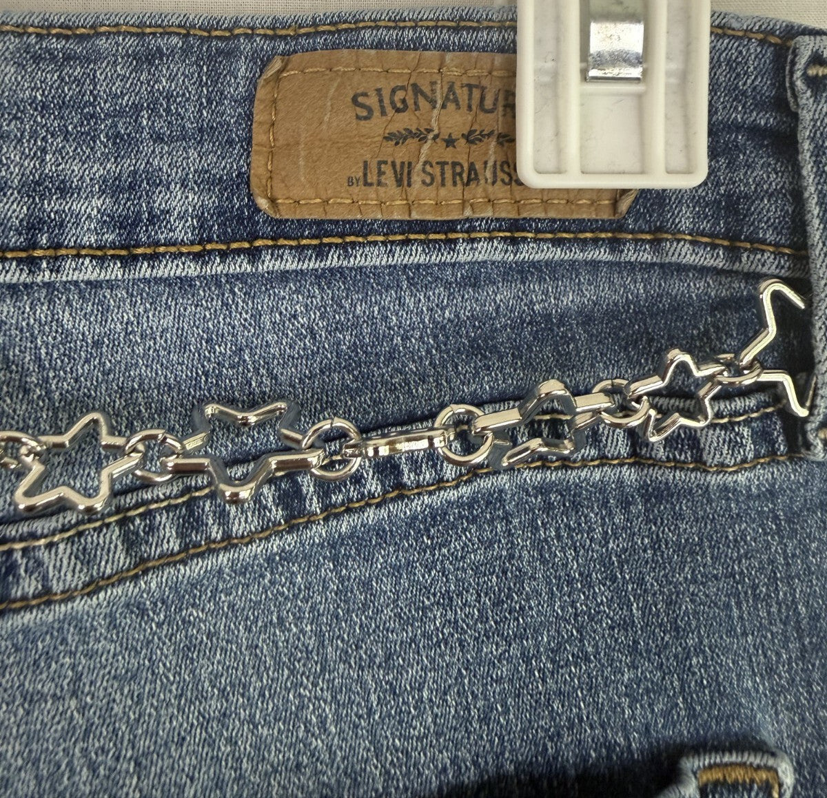 Signature by Levi Strauss Boot Cut Jeans Womens 12S Blue Low Rise Star Belt