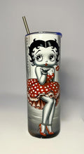20 oz Vintage Betty Boop Red Stainless Steel Tumbler with Lid, Straw