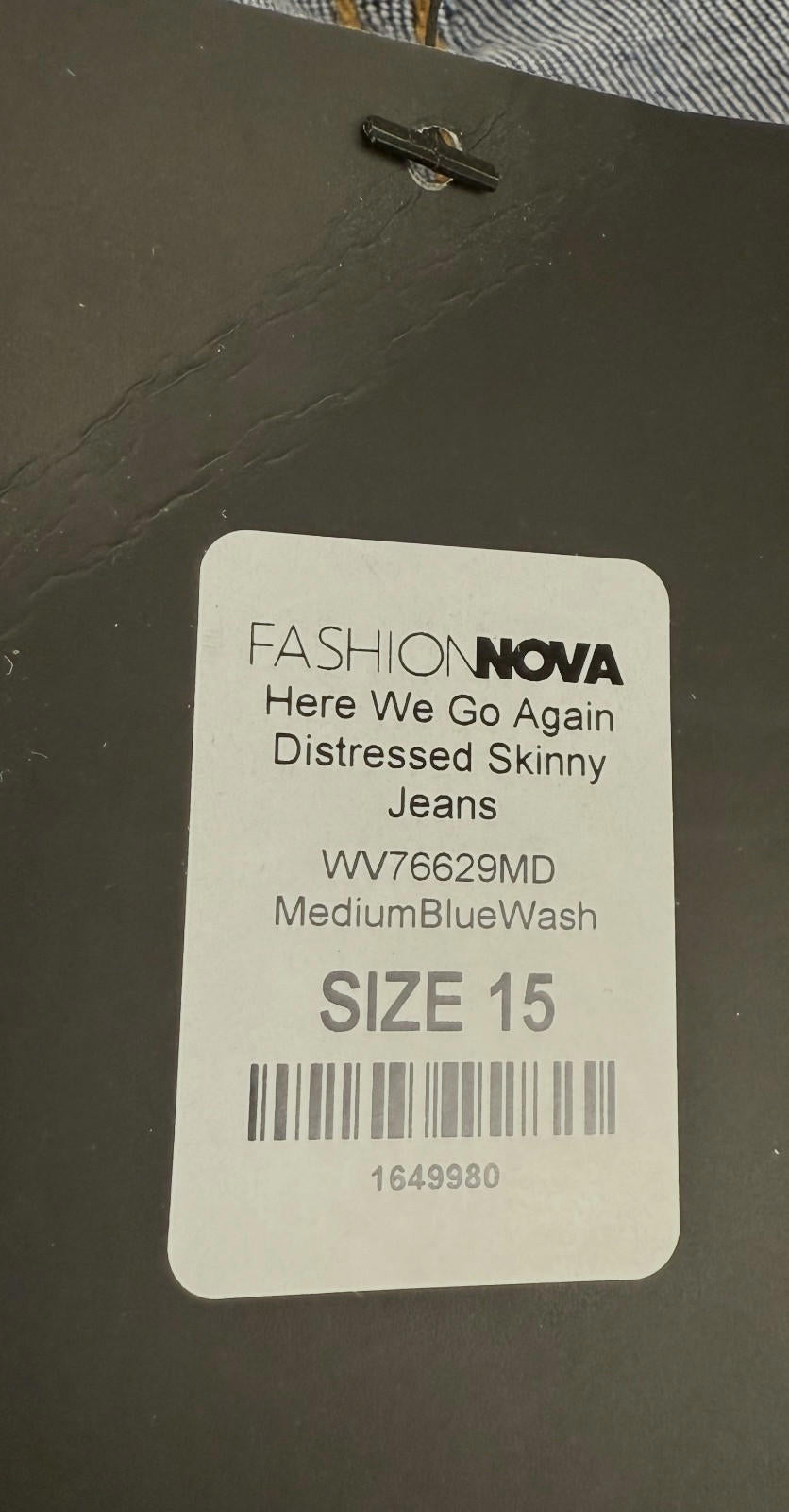 Fashion Nova Womens Jeans Sz 15 Here We Go Again Skinny Distressed Frayed Hem